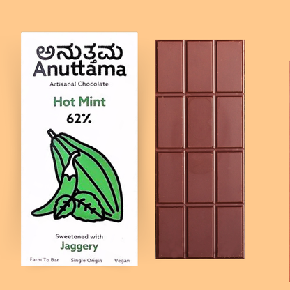 ANUTTAMA Dark Chocolate Pack-3 | 62% Cocoa | Chocolate Gift For Valentine | Hot Mint+Sea Salt+Candied Orange | Mini Chocolate Bar 50 & 20gm