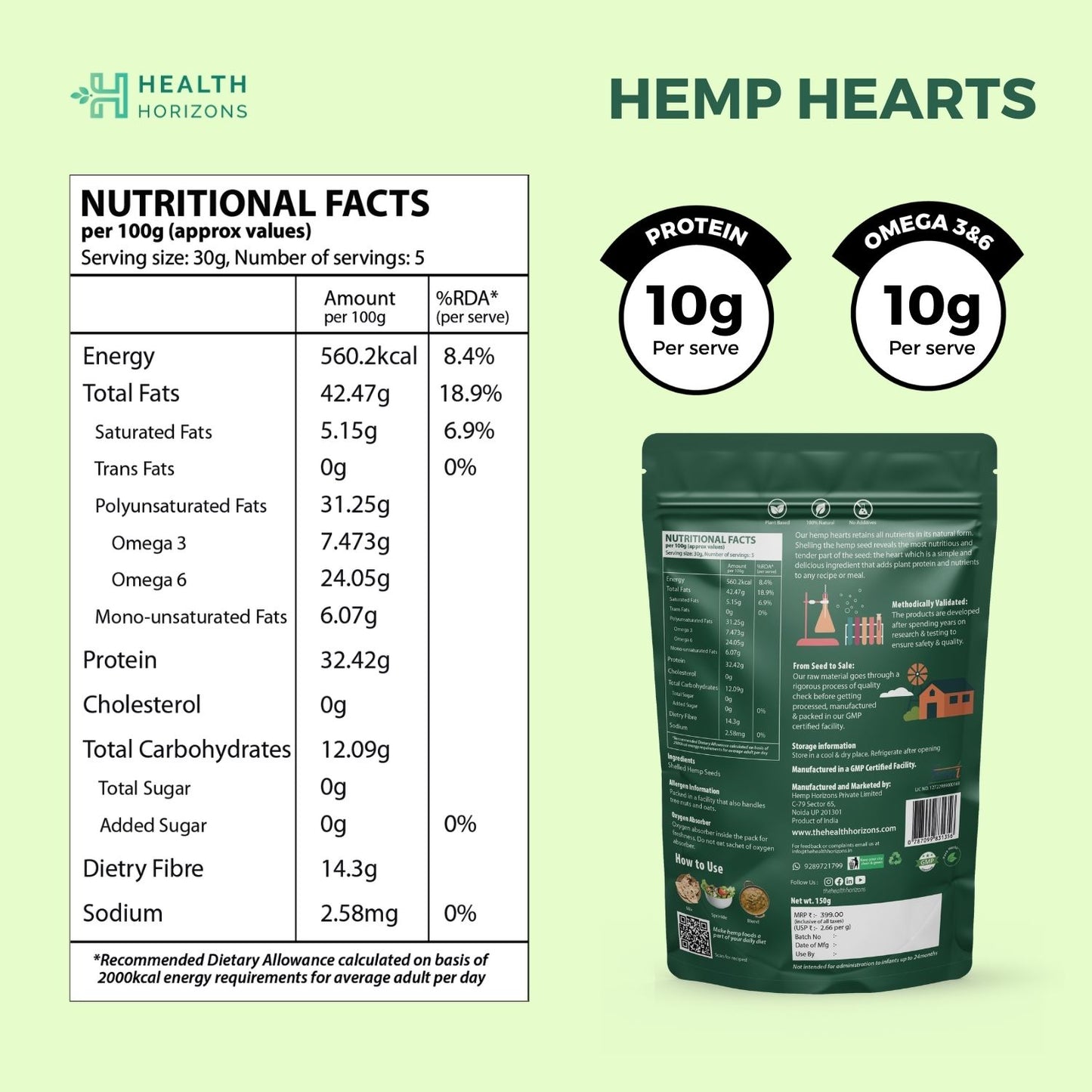 Health Horizons Hemp Hearts (150g)