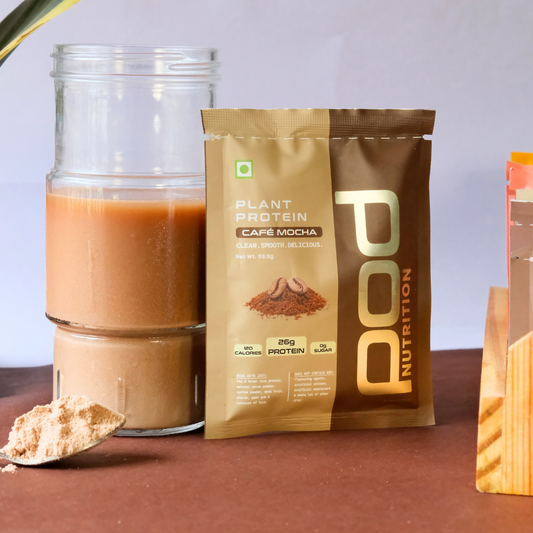 POD NUTRITION Pea Protein Isolate Powder | Vegan Plant Protein, No Added Sugar, Dairy Free| Clean & Easy to Digest with Essential Amino Acids (Cafe Mocha Sachet Pack of 28)