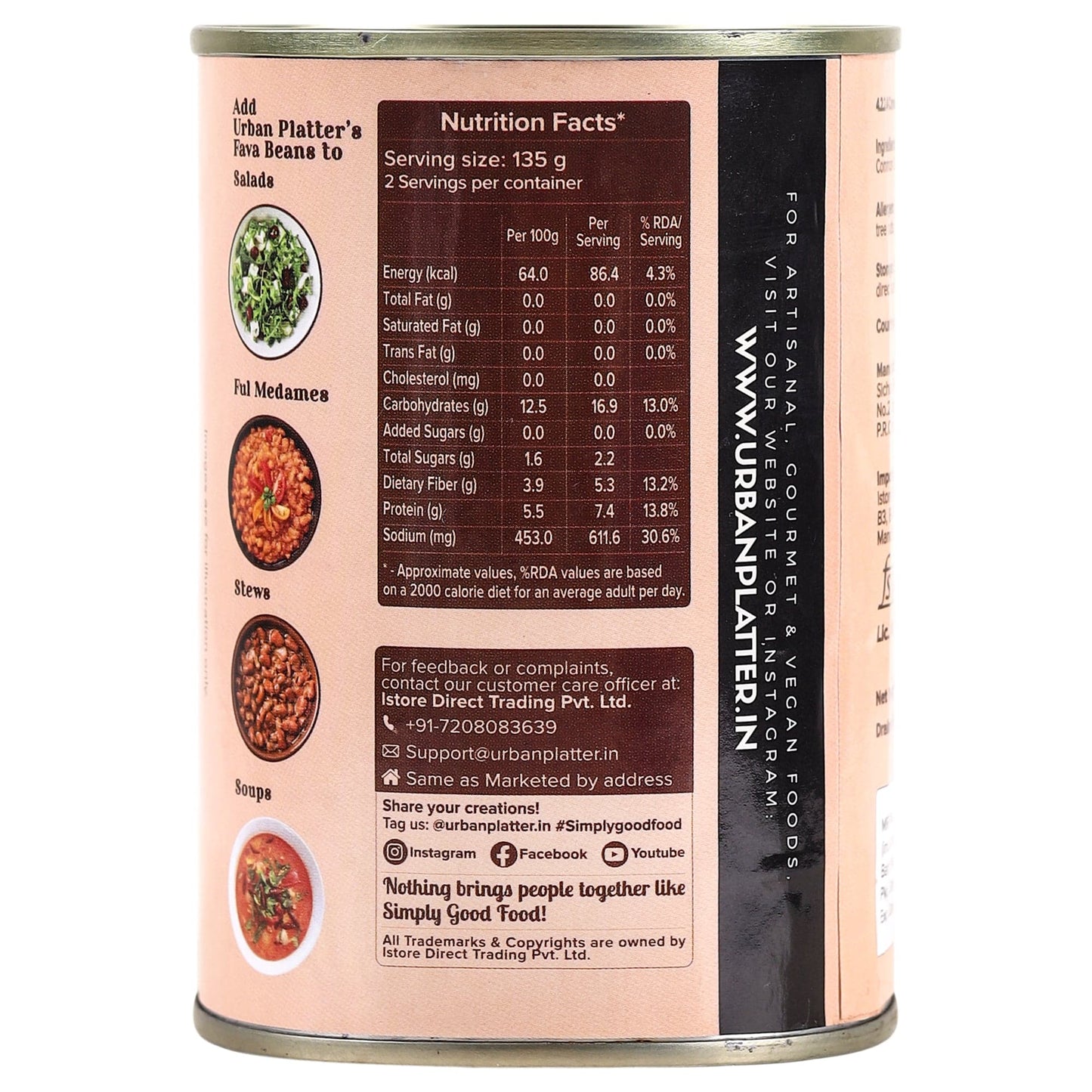 Urban Platter Canned Fava Beans, 400g (Ready to use, Cooked Fava Beans, Broad Beans, Middle Eastern Staple, Foul Medammas)