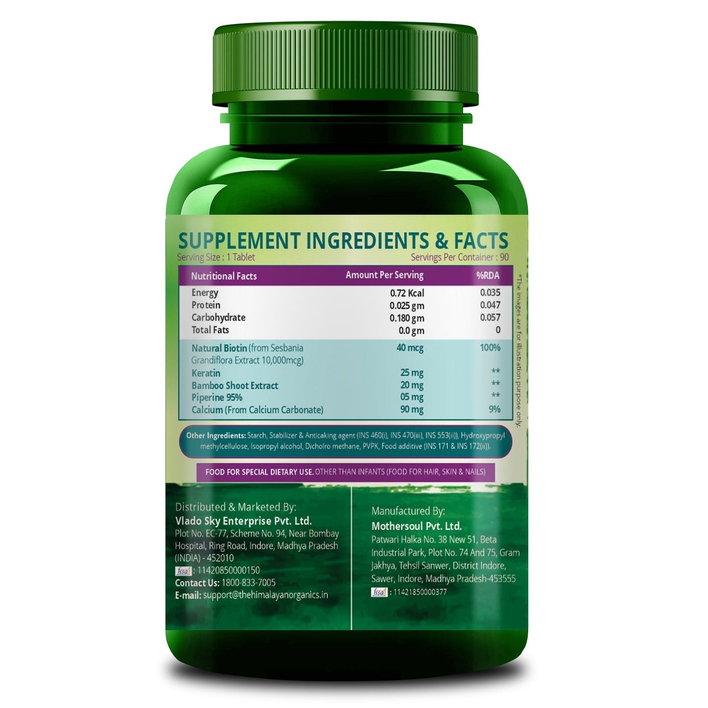 Vlado's Himalayan Organics Biotin 10,000mcg with Keratin & Piperine | 90 Veg Tablets