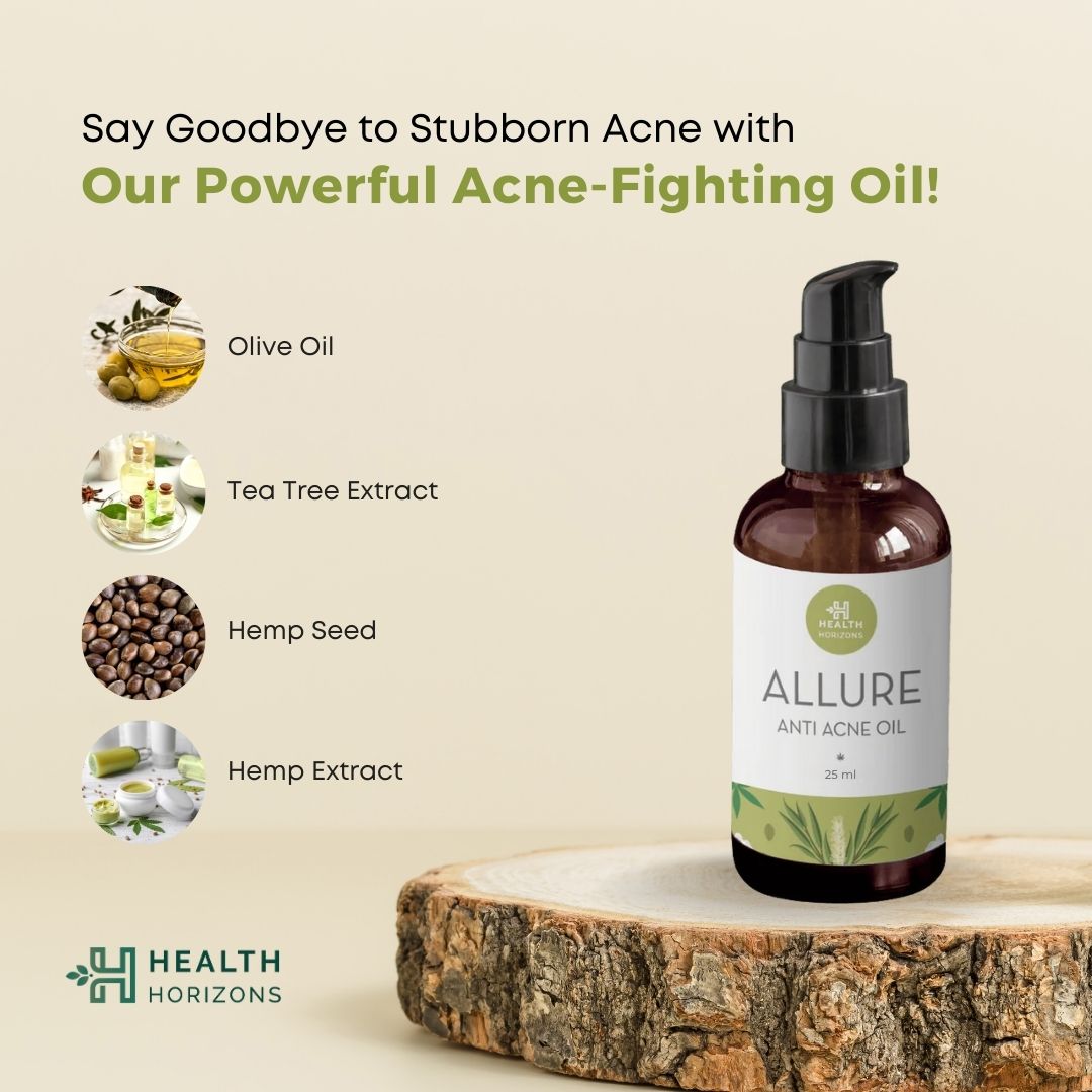 Health Horizon Allure Hemp Oil (1.250 mg) for Skin and Face, Anti-bacterial and Anti-inflammatory