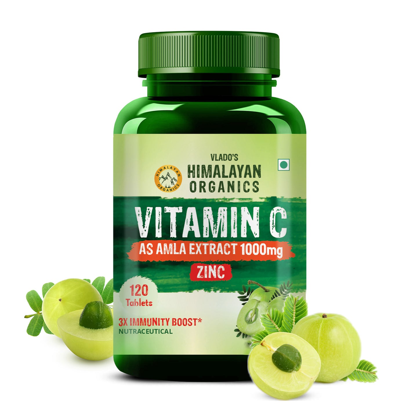 Vlado's Himalayan Organics Vitamin C Supplement with Amla Extract | Plant-Based Formula | 120 Veg Tablets