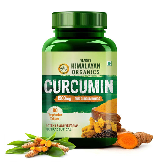 Vlado's Himalayan Organics Curcumin With Biopiperine 1500mg Tablets With 95% Curcuminoids Supplements 90 Veg Tablets