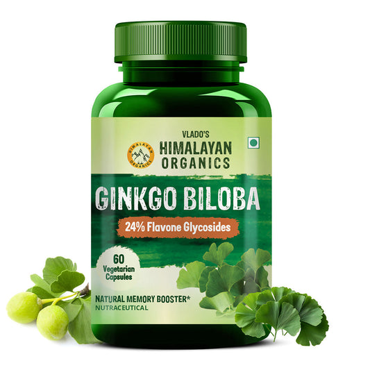 Vlado's Himalayan Organics Ginkgo Biloba 24% Flavone Glycoside 60 Veg Capsules