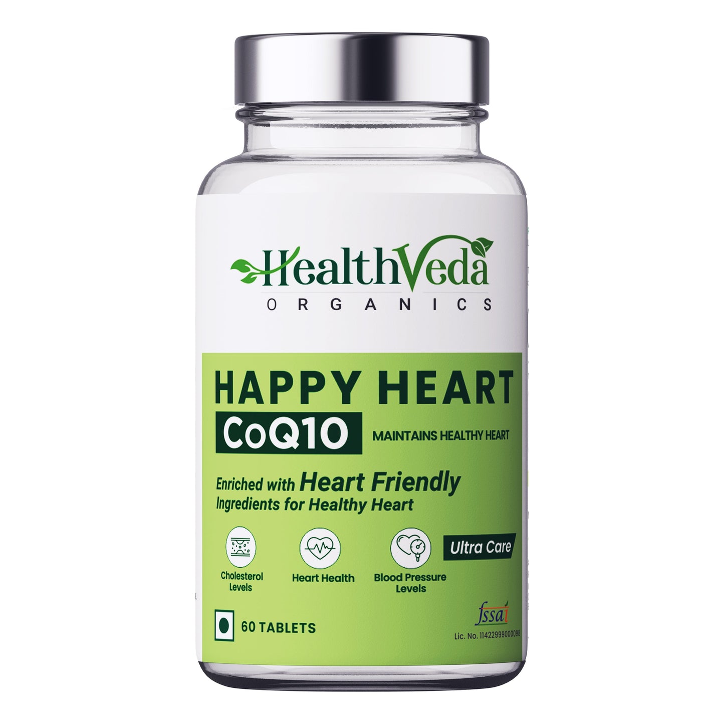 Health Veda Organics Happy Heart Supplement with Arjuna Bark, Grape Seed & Other Ingredients | 60 Veg Tablets | Supports Heart Health & Enhances Blood Circulation