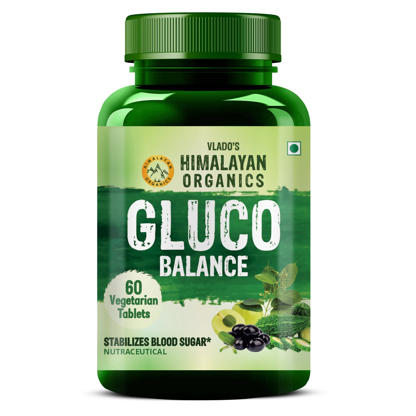 Vlado's Himalayan Organics Plant Based Gluco Balance Insulin Resistance, Diabetes Control | Jamun, Bittermelon, Amla, Gudmar, Chirayta Extracts | 60 Veg Tablets