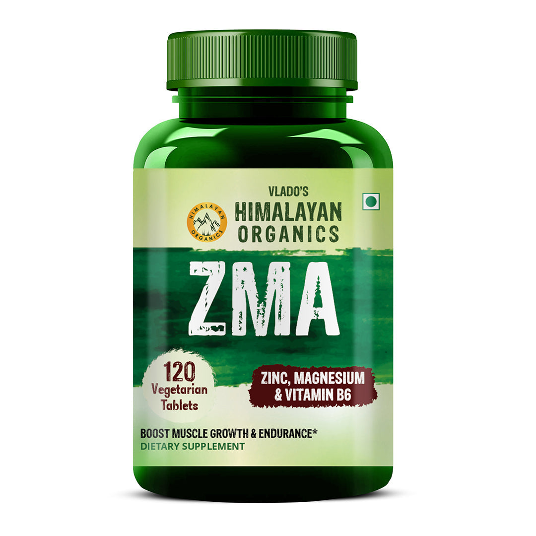 Vlado's Himalayan Organics ZMA Supplement with Zinc, Magnesium Aspartate & Vitamin B6 | Plant-Based Formula | 120 Veg Tablets