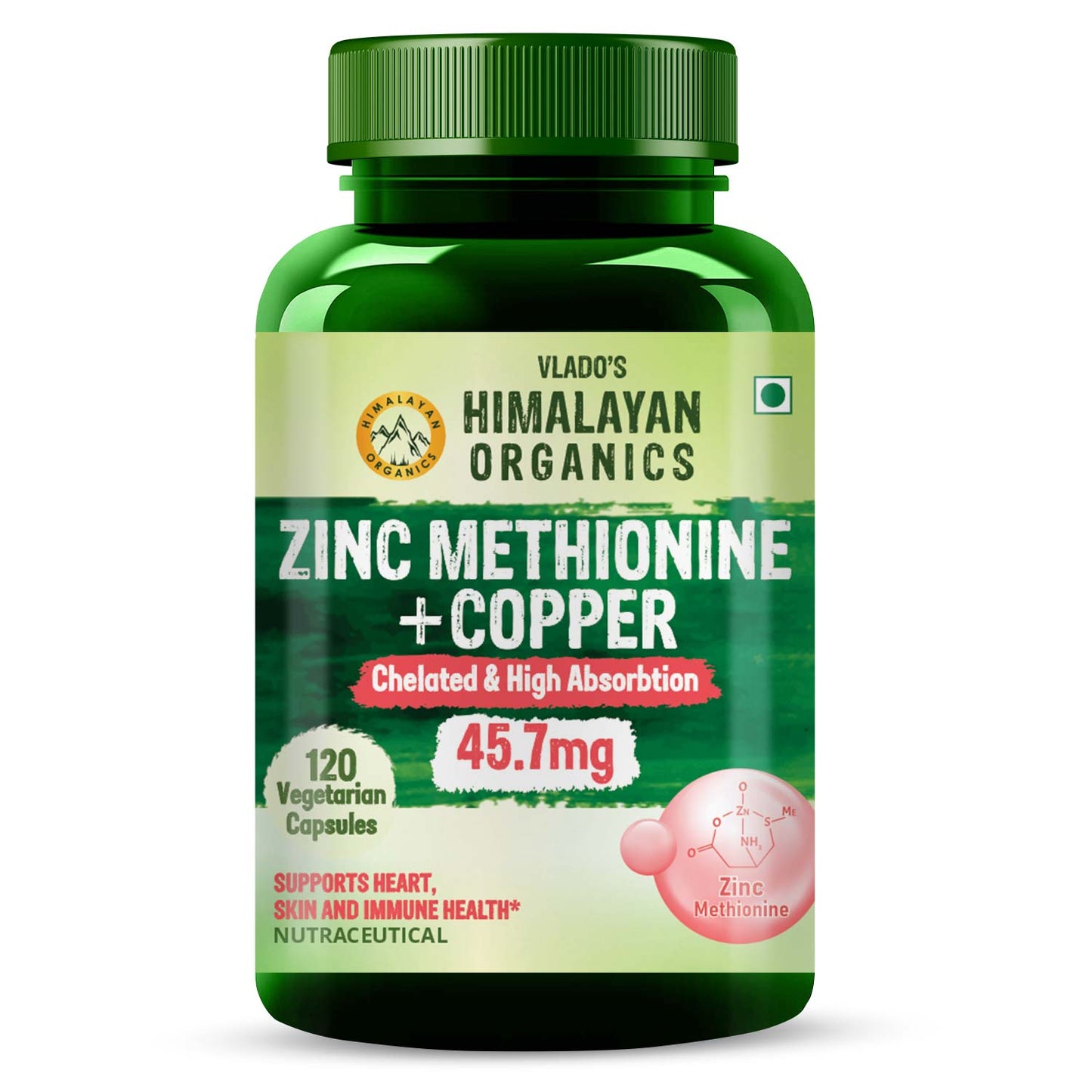 Vlado's Himalayan Organics Zinc Methionine Chelated Copper | 120 Veg Capsules