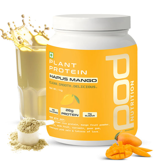 POD NUTRITION Pea Protein Isolate Powder | Vegan Plant Protein, No Added Sugar, Dairy Free| Clean & Easy to Digest with Essential Amino Acids (1kg, Hapus Mango)