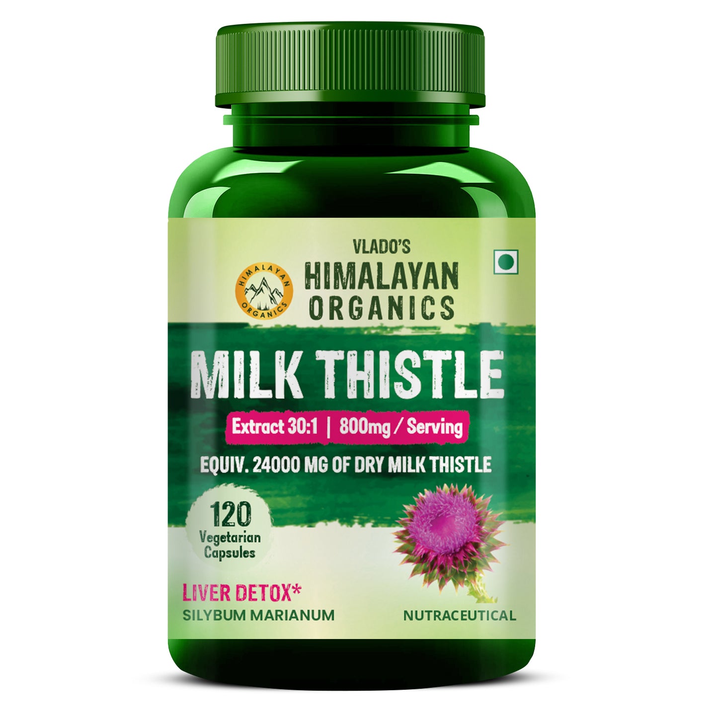 Vlado's Himalayan Organics Milk Thistle Extract Silymarin 800mg/Serve - 120 Veg Capsules