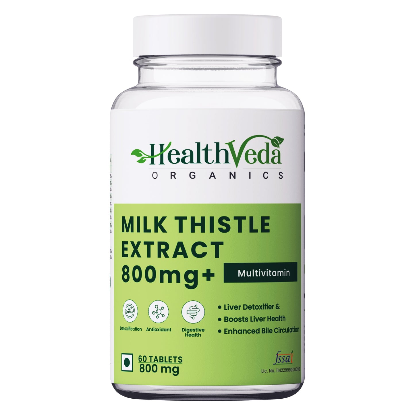 Health Veda Organics Milk Thistle for Liver Support & Liver Detox - 60 Veg Tablets