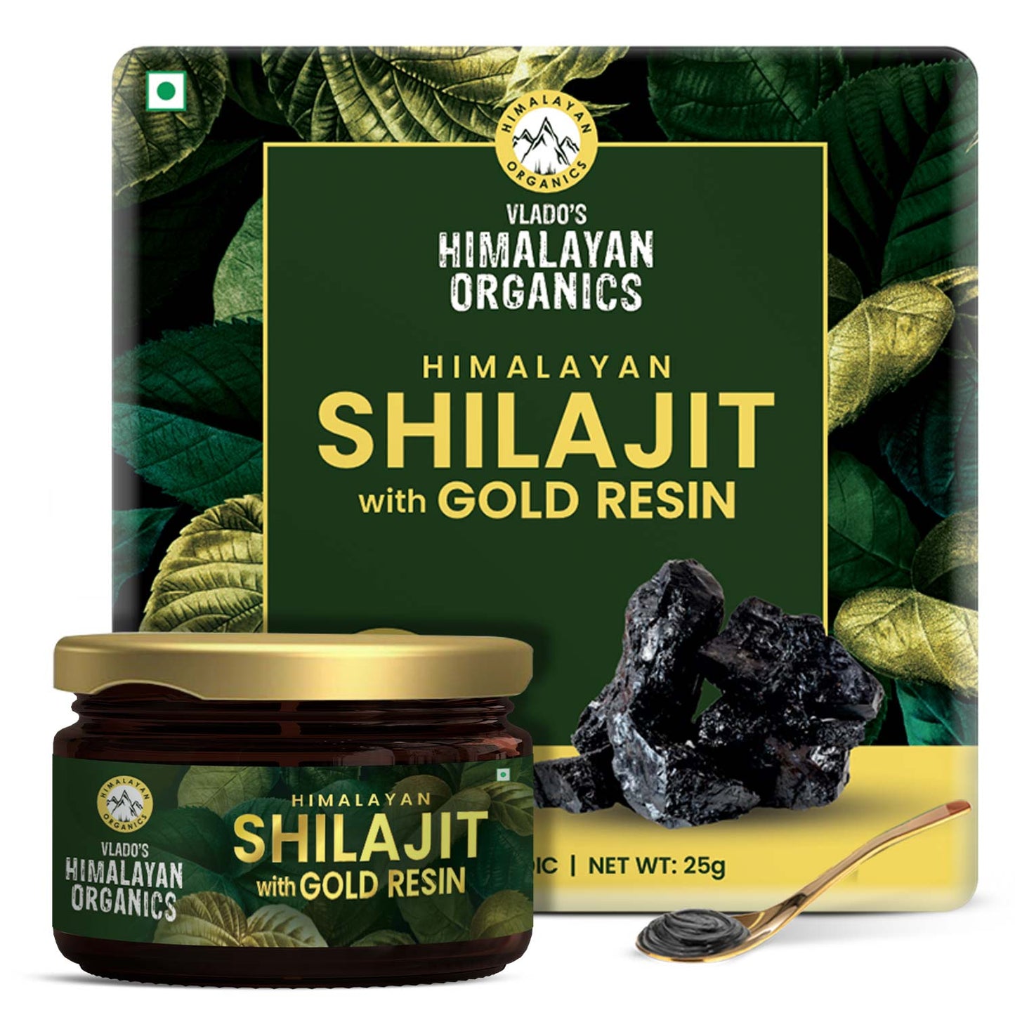 Vlado’s Himalayan Organics Shilajit Gold Resin with 24K Gold | Ayurvedic | 25g