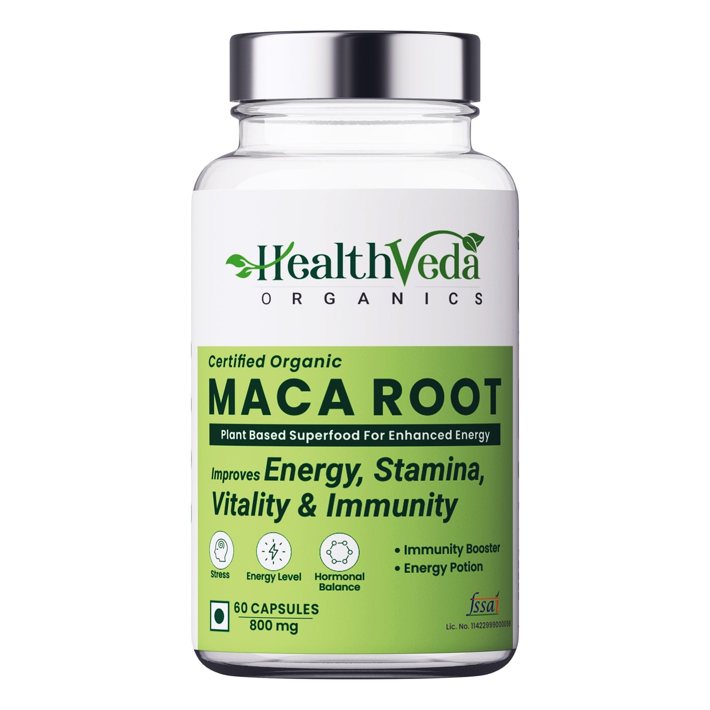 Health Veda Organics Maca Root Supplement, 800 mg | 60 Veg Capsules | Improves Energy & Enhances Performance | For Men & Women