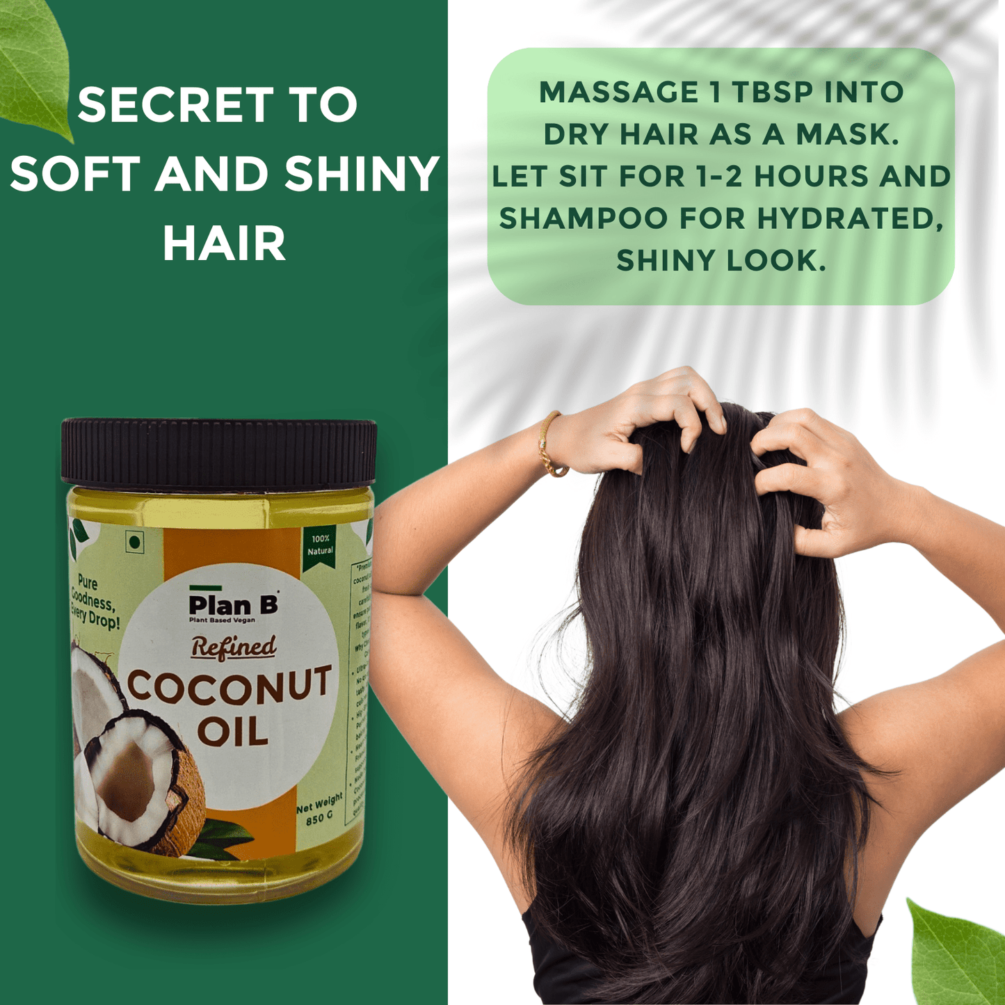 Plan B Refined Coconut Oil 850g – Pure & Premium | Neutral Aroma & Taste | Ideal for Cooking, Frying, Baking, Skin & Hair Care | Non-GMO, High Smoke Point