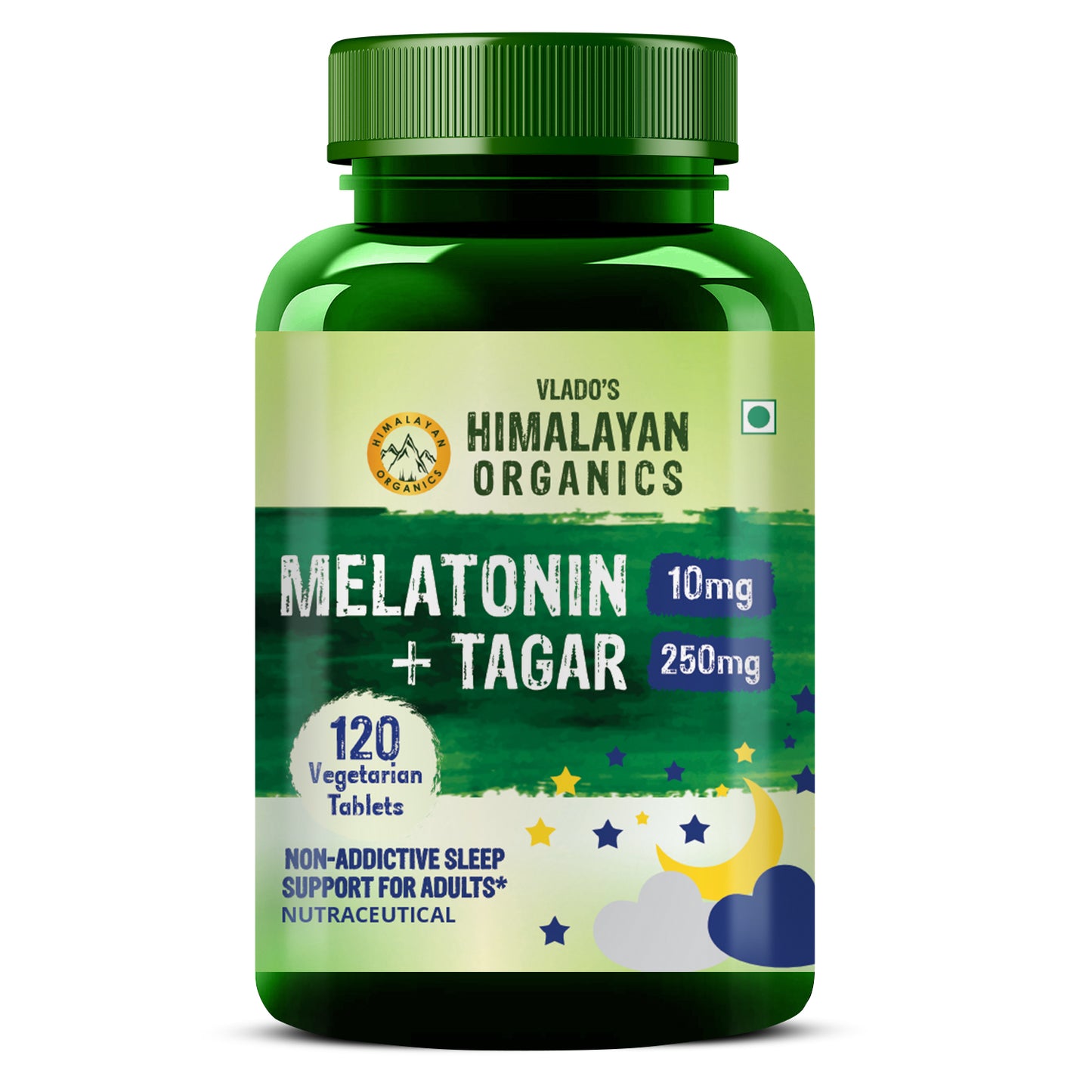 Vlado's Himalayan Organics Melatonin 10mg + Tagar 250mg | Potent Sleep Aid Formula | 120 Tabs