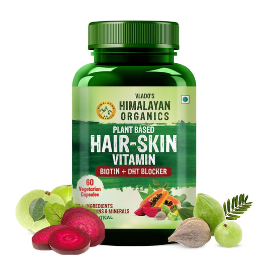 Vlado's Himalayan Organics Plant-Based Hair Vitamin with Biotin & DHT Blocker – 60 Veg Capsules