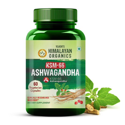Vlado's Himalayan Organics KSM - 66 Ashwagandha 1000Mg I KSM-66 I Boost Energy, Strength, Stamina | Helps Anxiety & Stress Relief For Men & Women (60 Capsules)