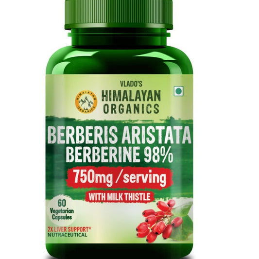 Vlado's Himalayan Organics Berberis Aristata Berberine 98% with Milk Thistle -60 Veg Capsules