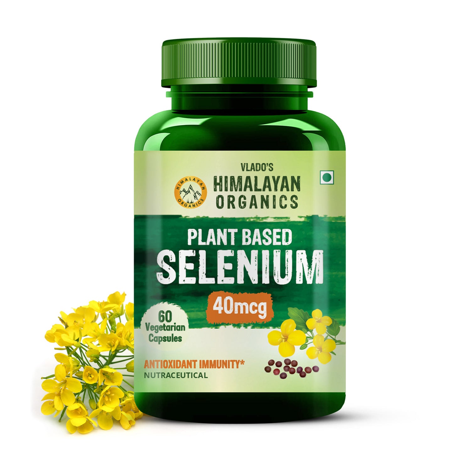 Vlado's Himalayan Organics Plant-Based Selenium 40mcg | 60 Veg Capsules | Dietary Supplement for Daily Wellness
