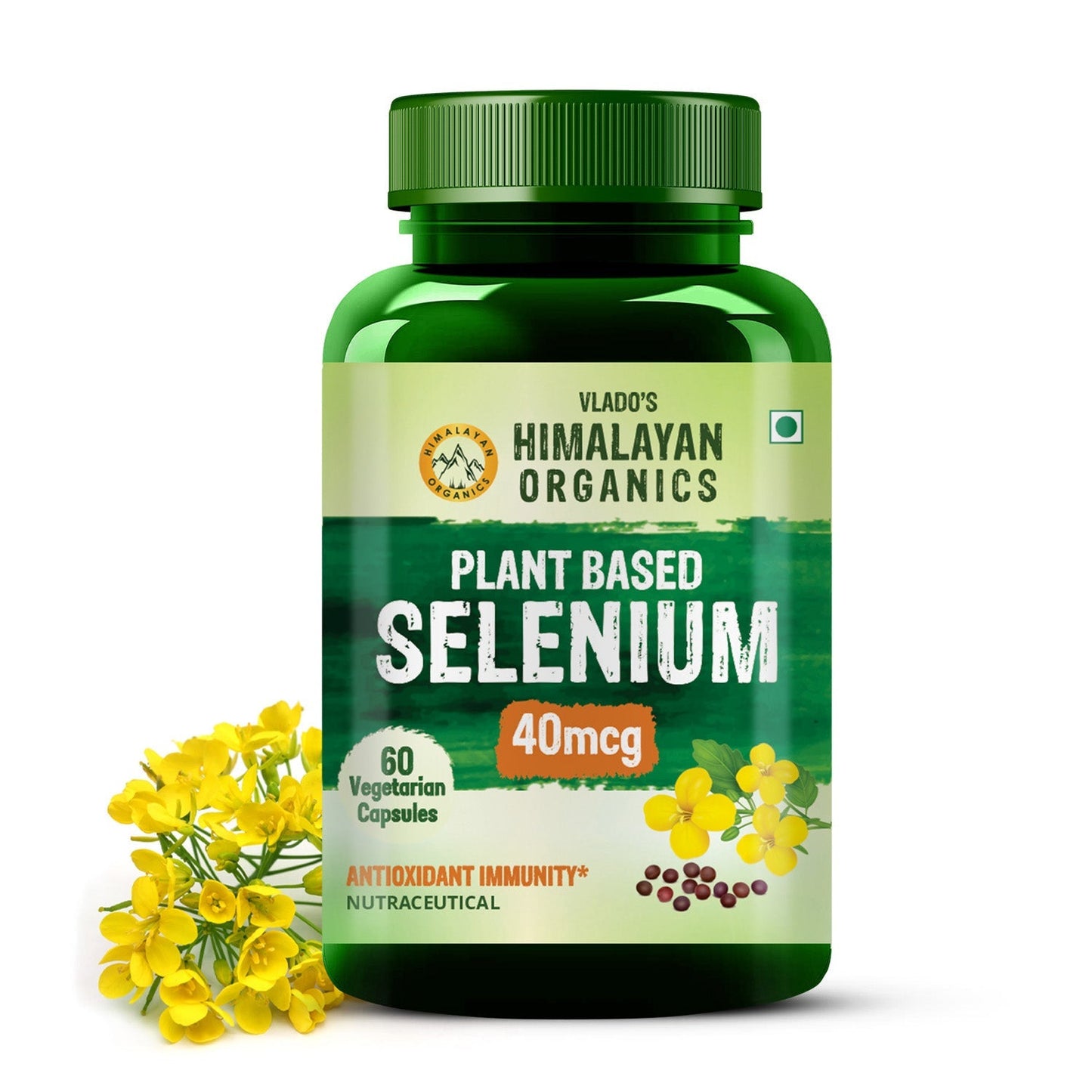Vlado's Himalayan Organics Plant-Based Selenium 40mcg | 60 Veg Capsules | Dietary Supplement for Daily Wellness