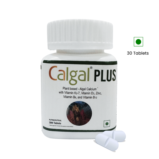Voll Sante Calgal Plus Tablet | Vegetarian Algal Calcium Supplement | For Bone & Joints Health | Bottle of 30 Tablets