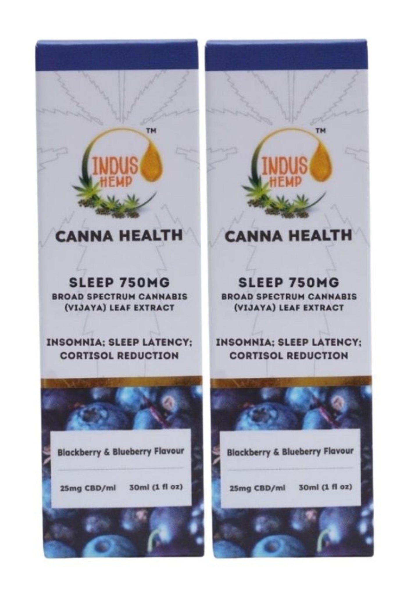 INDUS HEMP CANNA HEALTH CBD SLEEP 750mg | Combo Pack of 2 | Broad Spectrum Cannabis (Vijaya) Leaf Extract