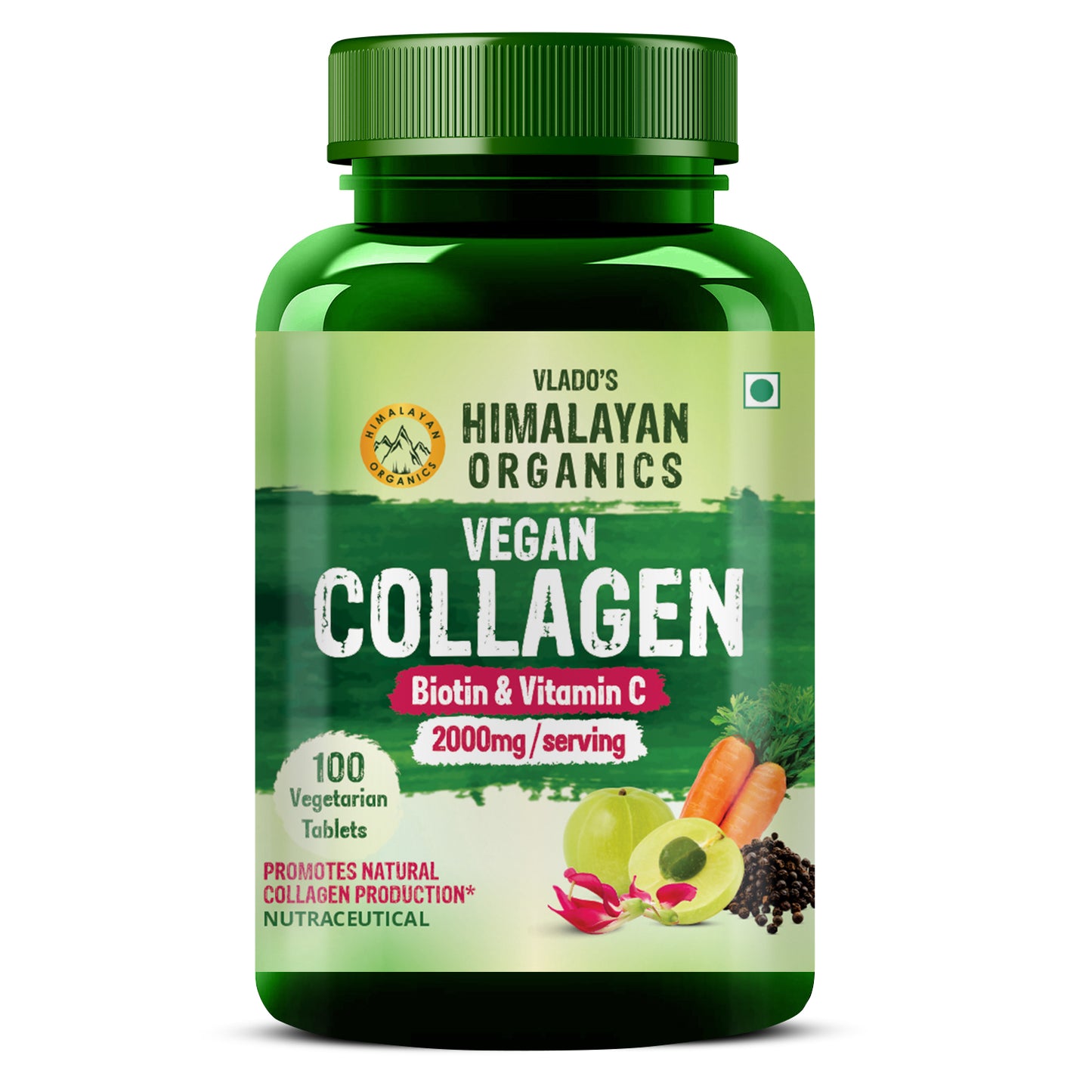 Vlado's Himalayan Organics Vegan Collagen 2000Mg With Biotin And Vitamin C 100 Veg Tablets