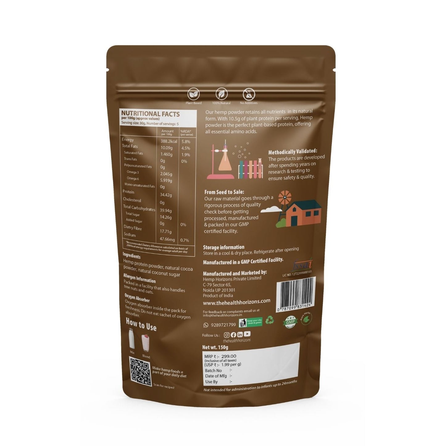 Health Horizons Hemp Chocolate Protein Powder 150g