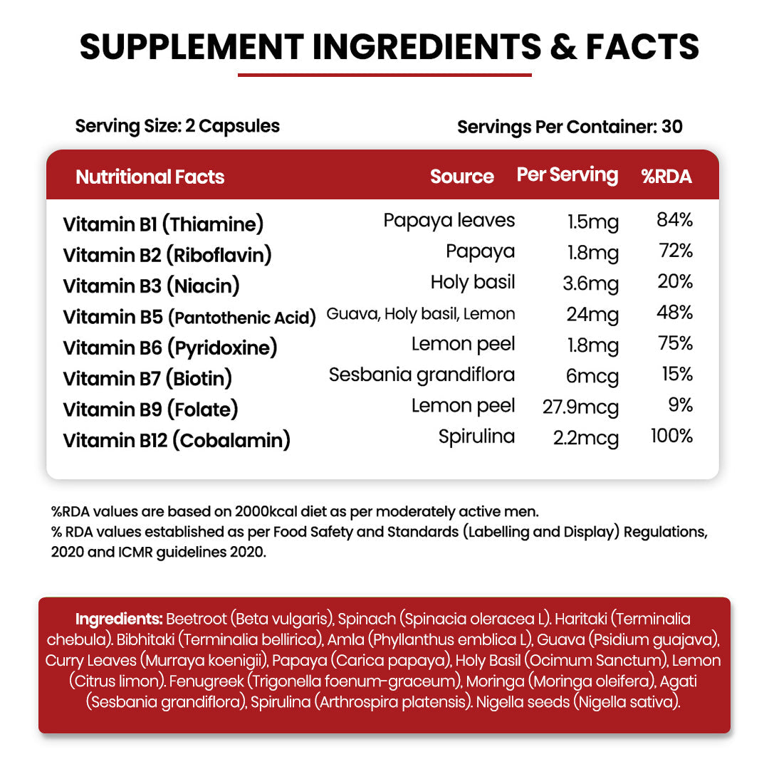 Vlado's Himalayan Organics Natural Vitamin B12 with B-Complex & Moringa | Plant-Based Formula | 60 Vegetarian Capsules