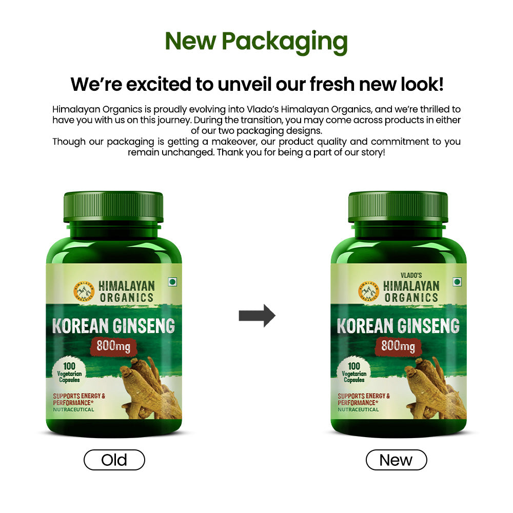 Vlado's Himalayan Organics Korean Red Ginseng 800mg/Serve 100 Veg Capsules