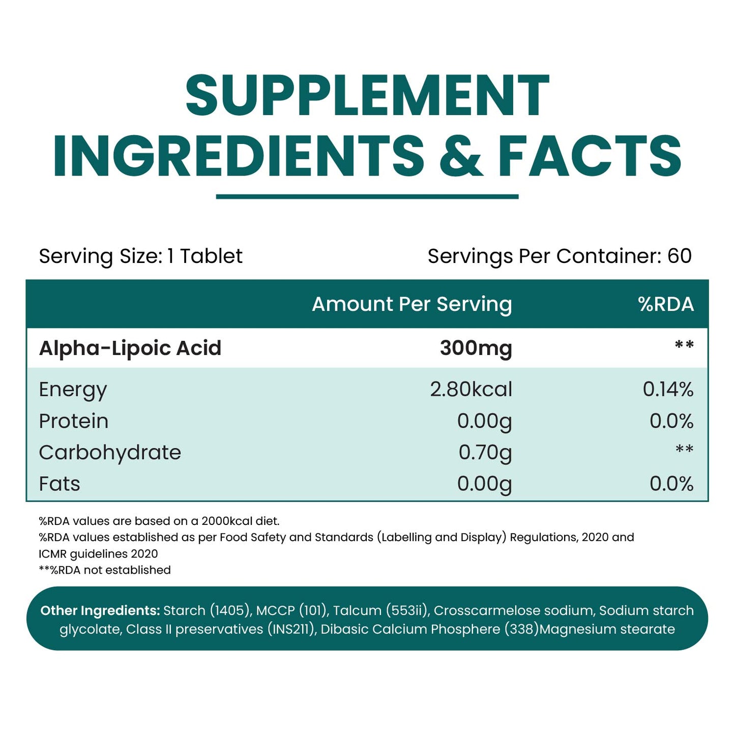 Vlado's Himalayan Organics Alpha Lipoic Acid 300mg | With Antioxidant Properties | 60 Veg Tablets
