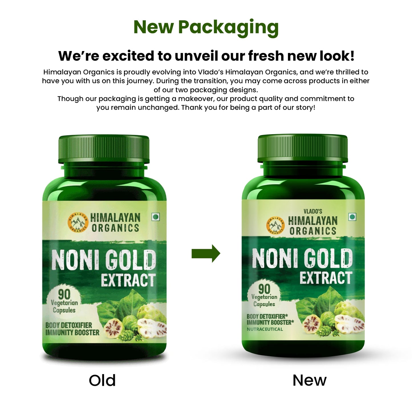 Vlado's Himalayan Organics Noni Gold Extract Body Detoxifier Supplement - 90 Veg Capsules
