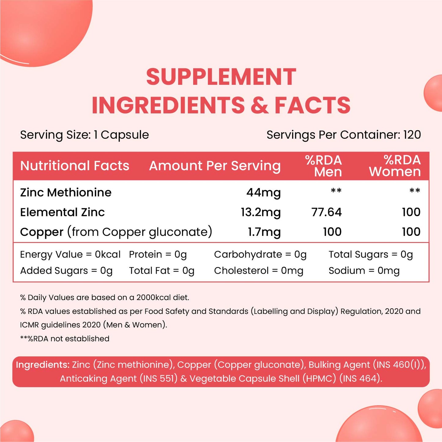 Vlado's Himalayan Organics Zinc Methionine Chelated Copper | 120 Veg Capsules