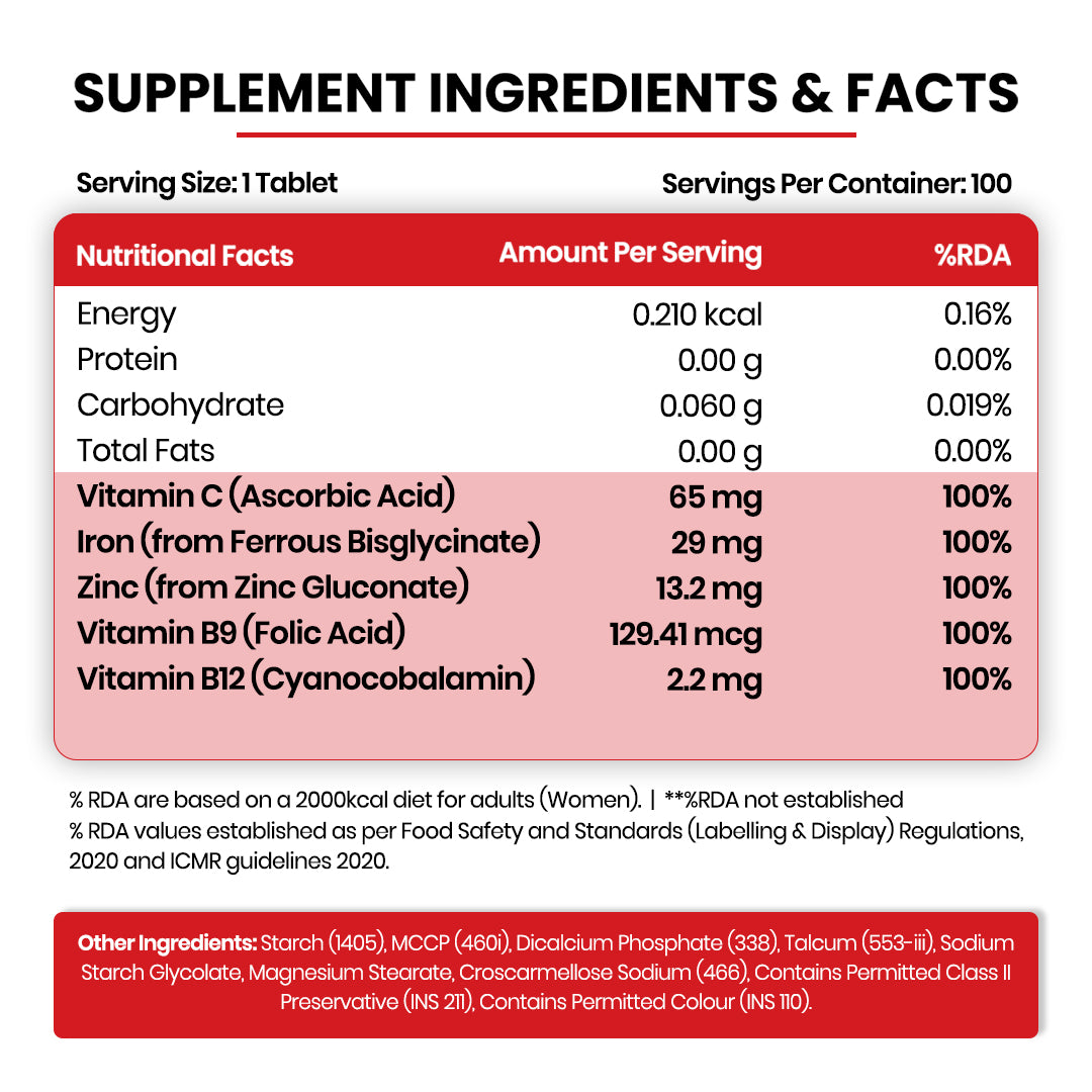 Vlado's Himalayan Organics Chelated Iron with Vitamin C Supplement - 100 Veg Tablet