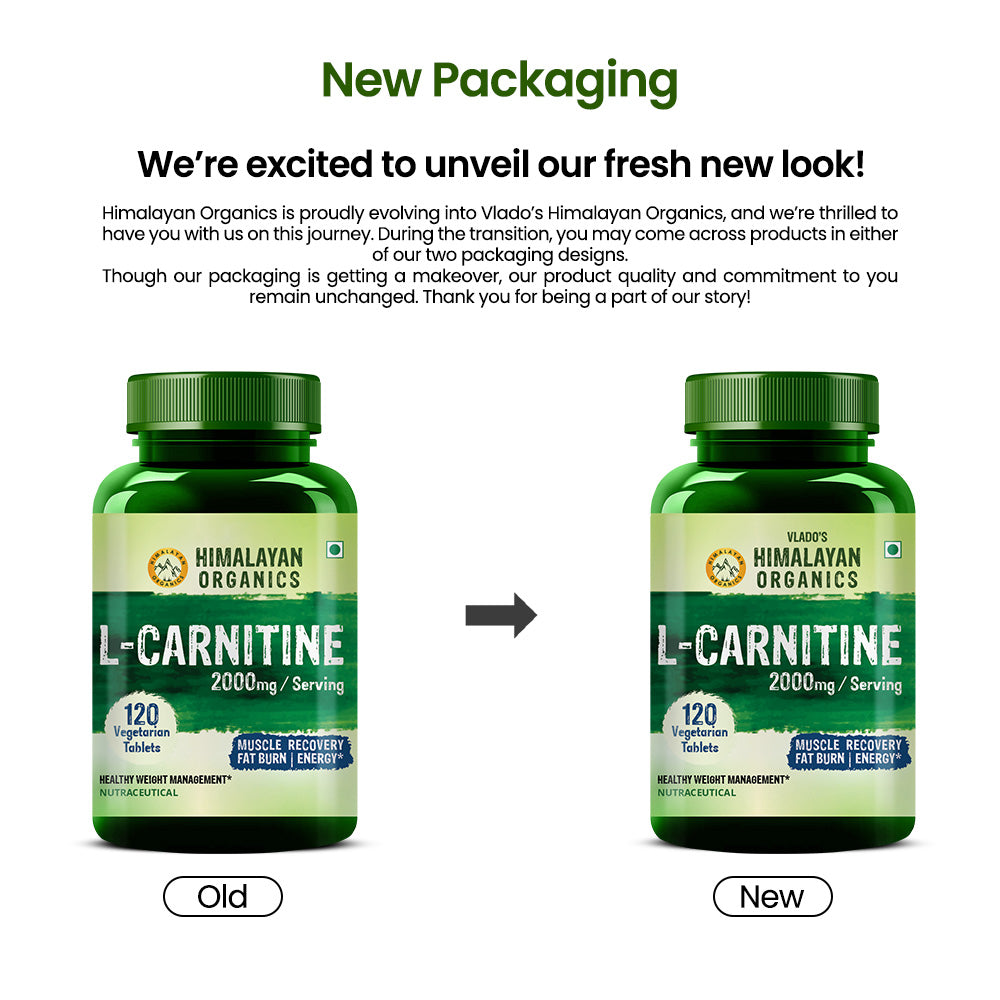Vlado's Himalayan Organics L Carnitine 2000mg/Serve | 120 Veg Tablets