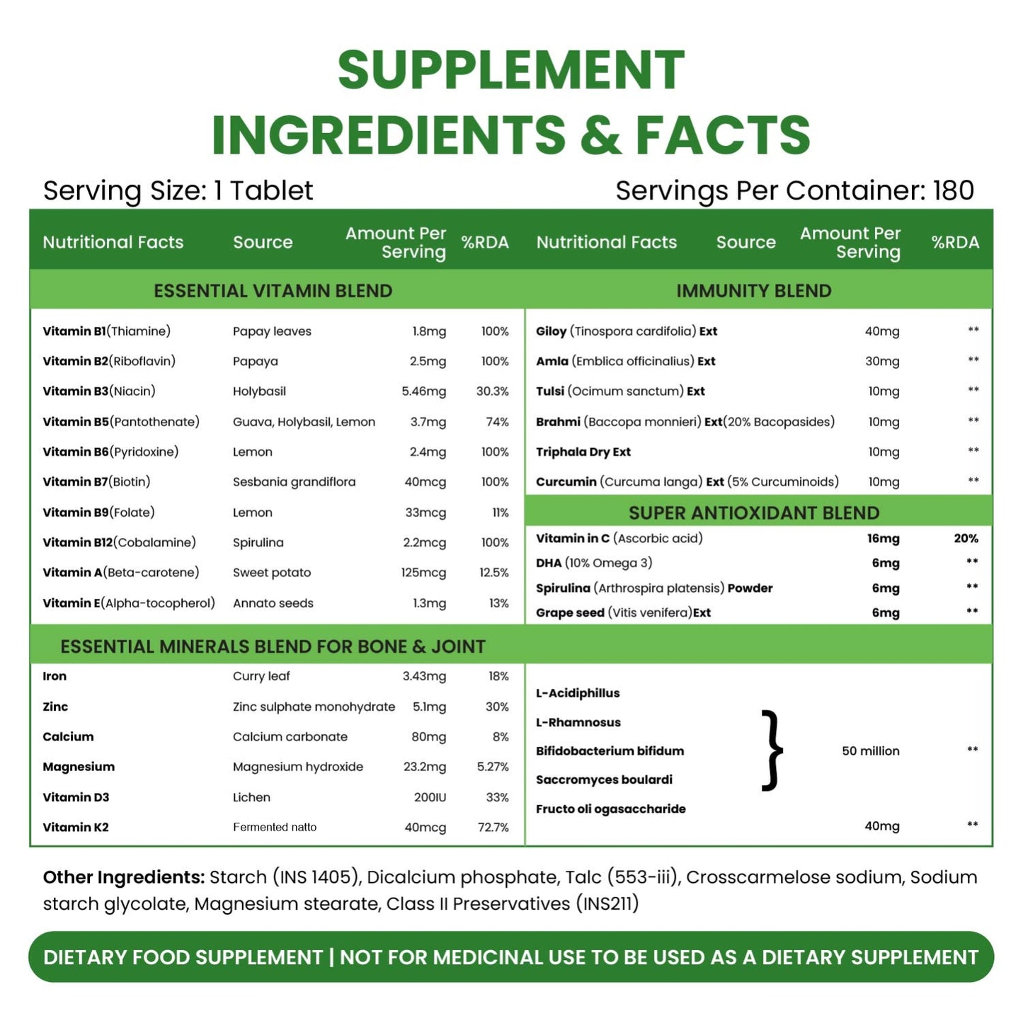 Vlado's Himalayan Organics Immunity Multivitamin with Probiotics - 180 Tablets