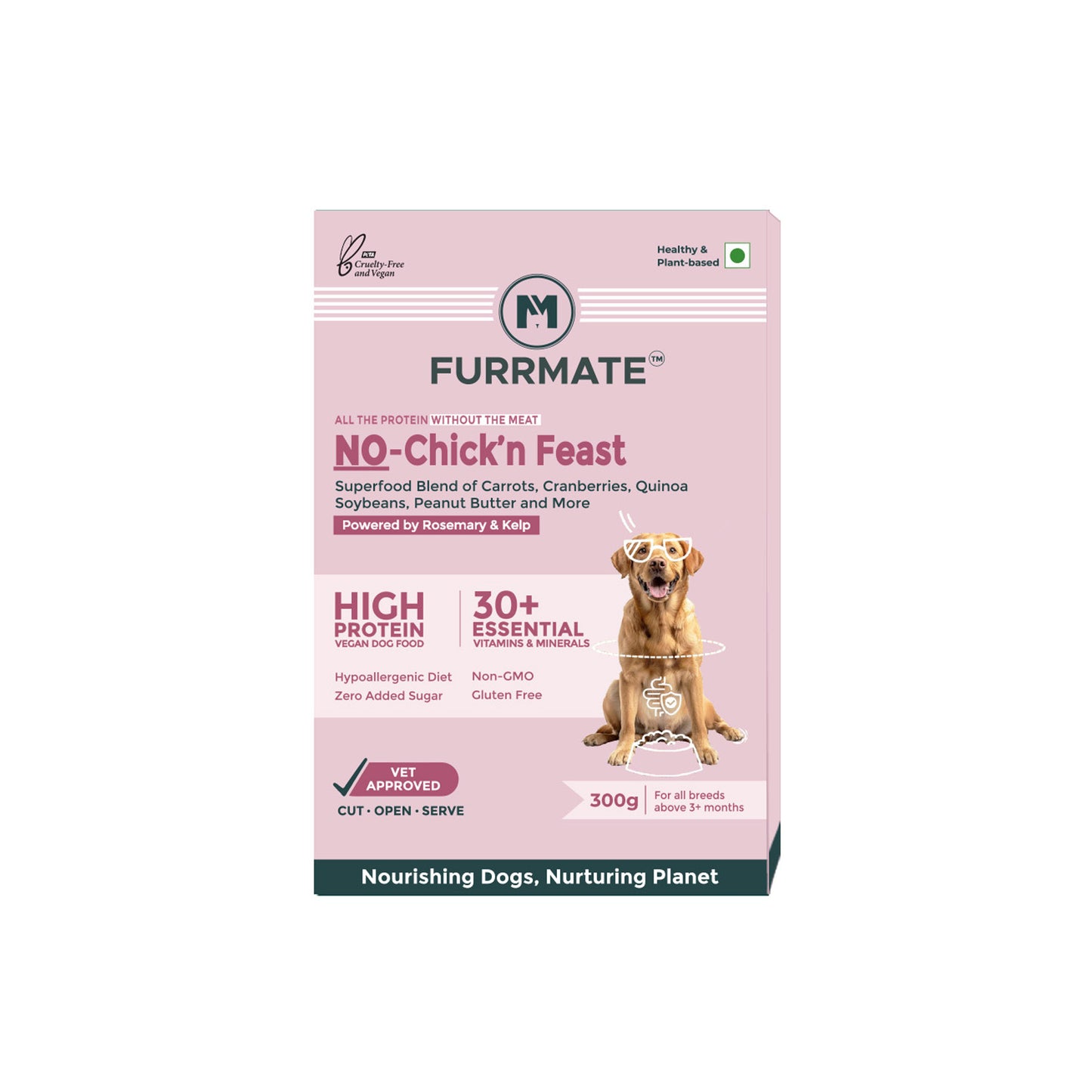 FURRMATE Fresh Wet Dog Food (300g) | 100% Vegetarian & High in Protein | NO-Chick'n Feast
