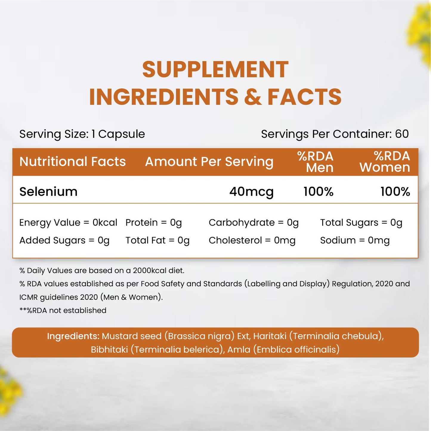Vlado's Himalayan Organics Plant-Based Selenium 40mcg | 60 Veg Capsules | Dietary Supplement for Daily Wellness
