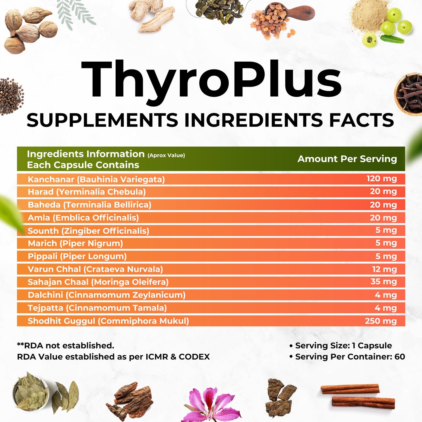 Health Veda Organics Thyroplus Supplements for Thyroid Support - 60 Veg Capsules