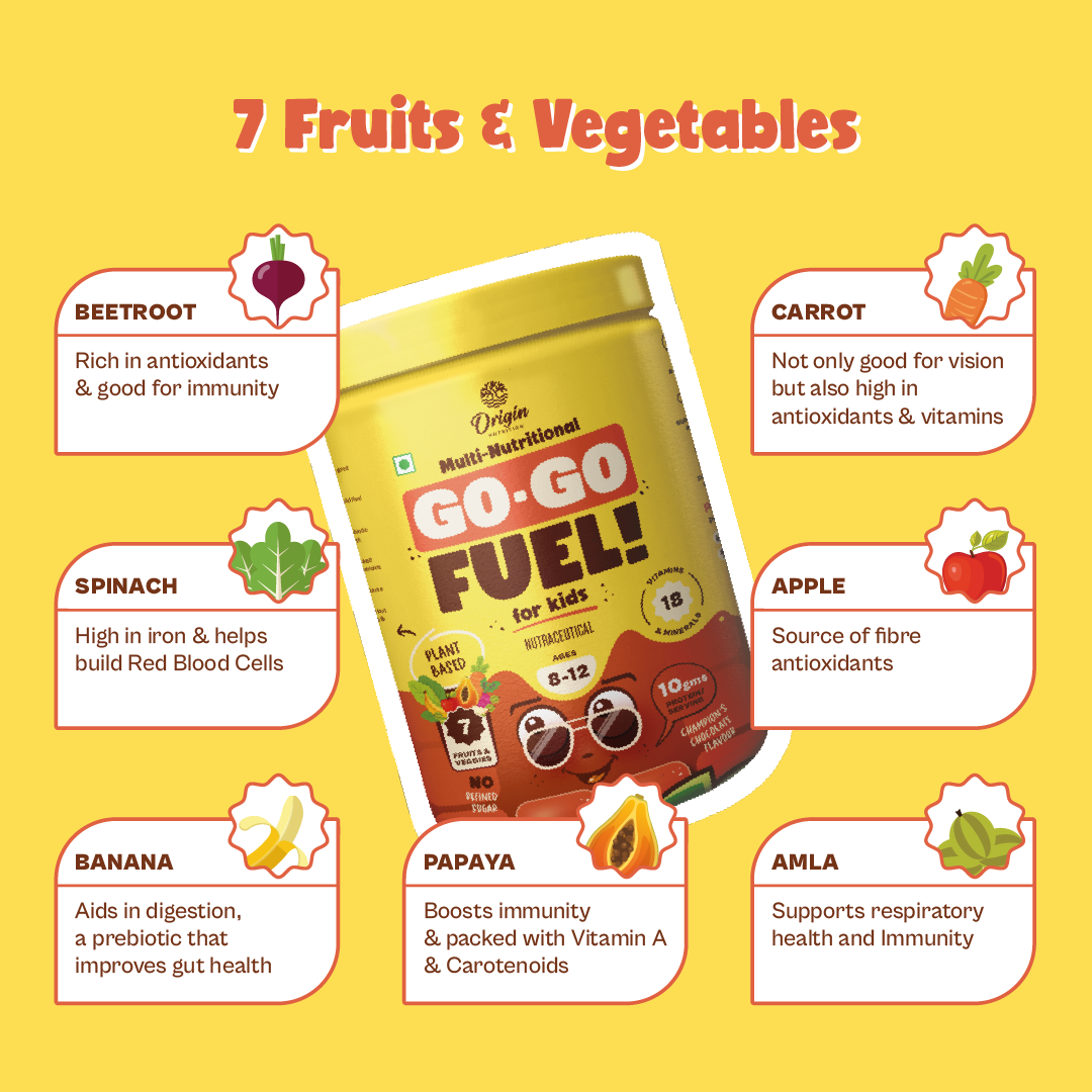 Origin Nutrition Vegan Multi Nutritional, Chocolate drink for kids with 10gm Plant-Based Protein, 7 fruits and vegetables, 18 minerals and vitamins. Gluten Free, Soy Free, Dairy Free, No Added Sugar, Soy Free, Non - GMO, ages 8-12, 400g