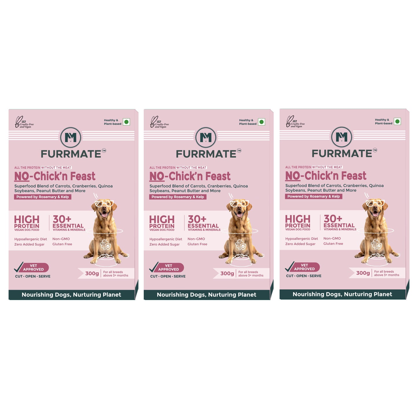 FURRMATE Fresh Wet Dog Food (300g) | 100% Vegetarian & High in Protein | NO-Chick'n Feast