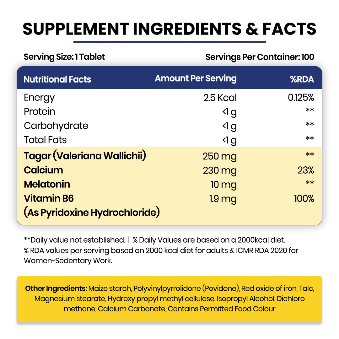 Vlado's Himalayan Organics Melatonin 10mg + Tagar 250mg Supplement with Vitamin B6 & Calcium | Non-Habit Forming | 60 Veg Tablets