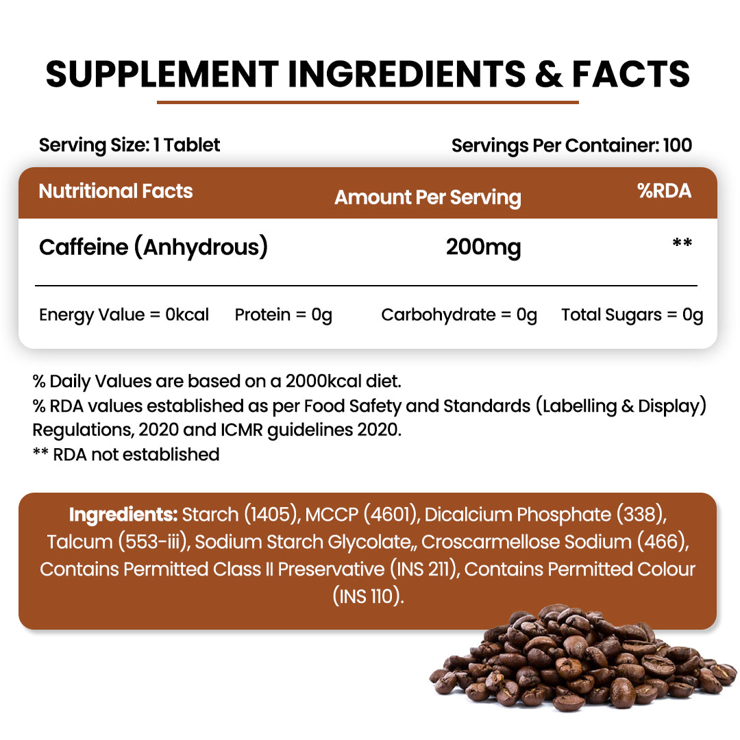 Vlado's Himalayan Organics Caffeine 200mg | 100 Veg Tablets