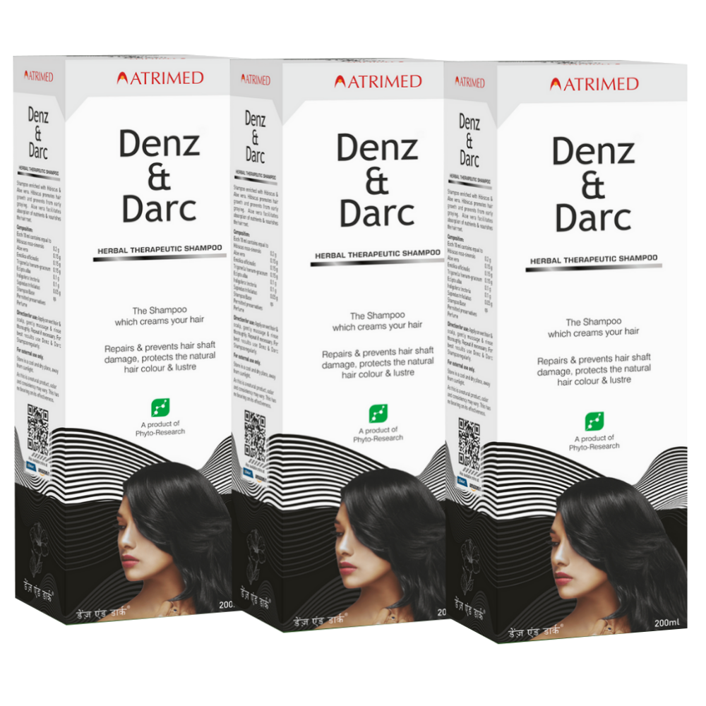 Atrimed Denz & Darc Herbal Therapeutic Shampoo | Pack of 3 | 200ml Each
