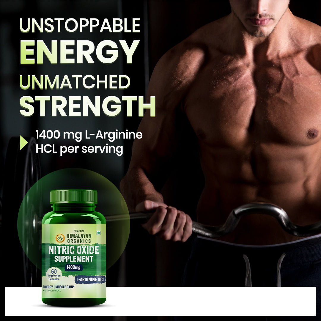 Vlado's Himalayan Organics Plant-Based Nitric Oxide Supplement with L-Arginine HCL, L-Citrulline & Beetroot – 60 Veg Capsules