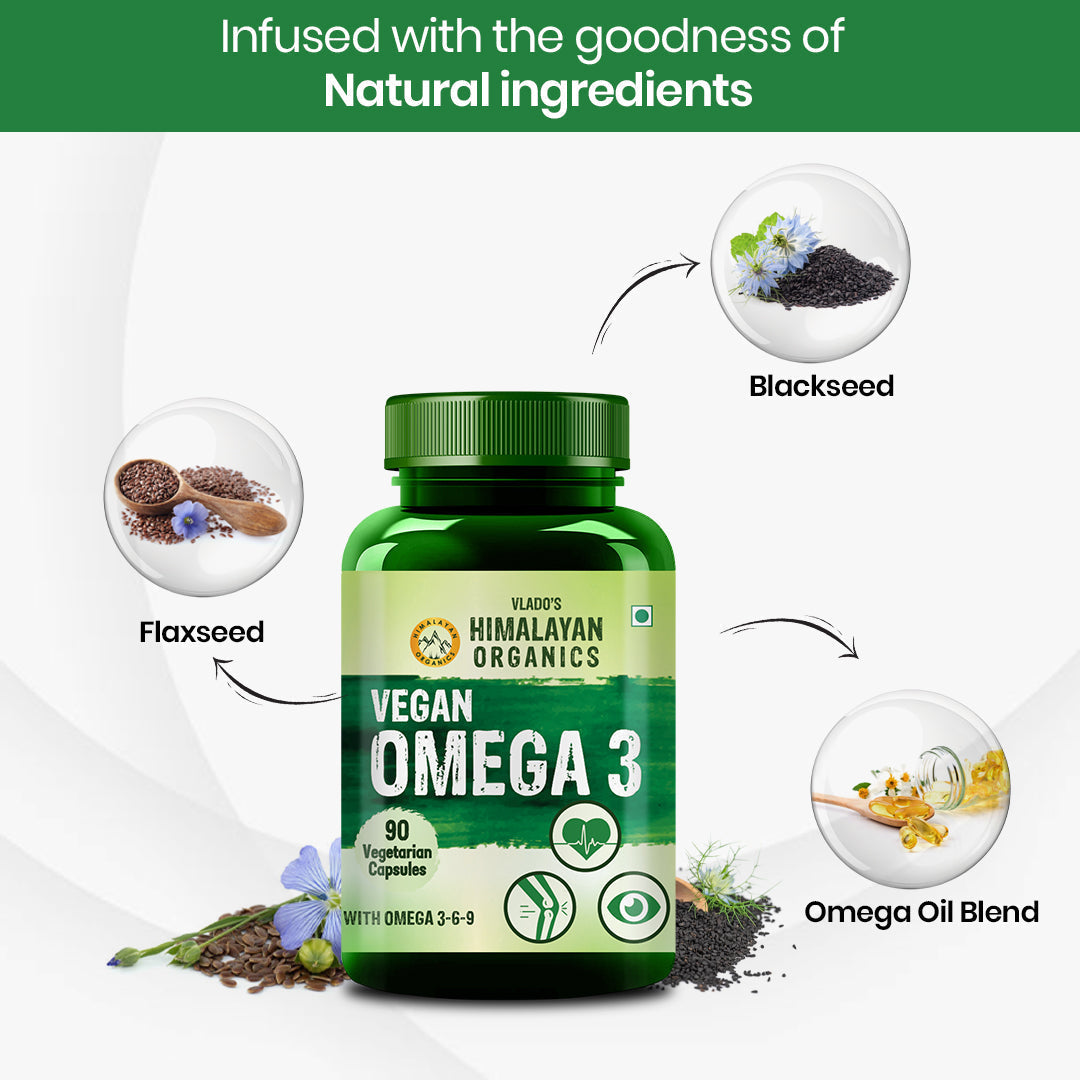 Vlado's Himalayan Organics Omega 3 6 9 Vegan Natural Nutrition Supplement - 90 Capsules