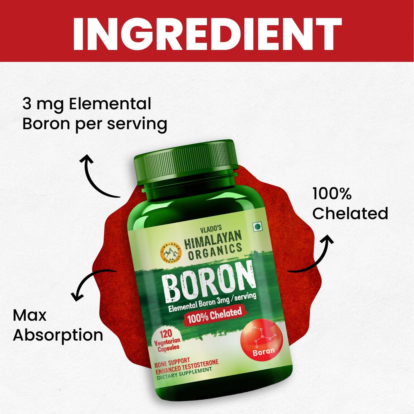 Vlado's Himalayan Organics 3mg Boron 100% Chelated - 120 Capsules