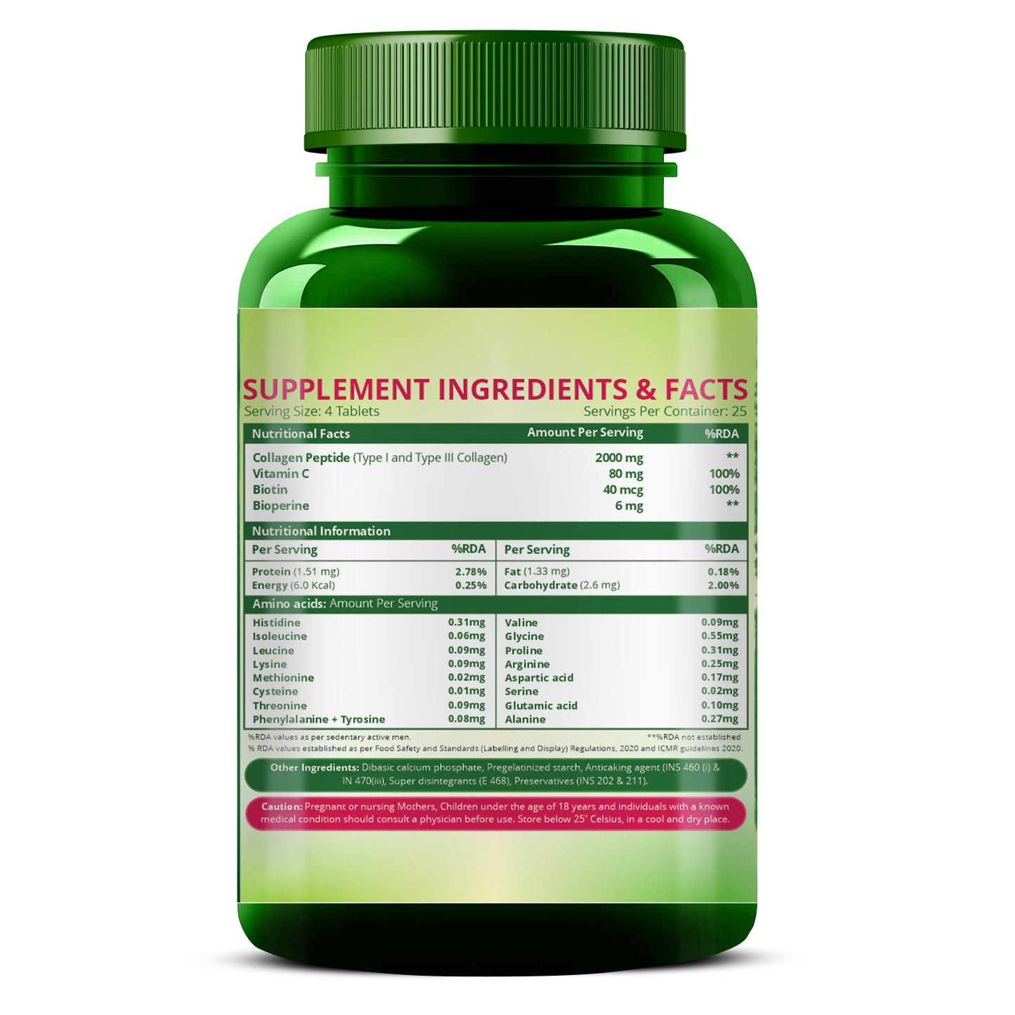 Vlado's Himalayan Organics Vegan Collagen 2000Mg With Biotin And Vitamin C 100 Veg Tablets