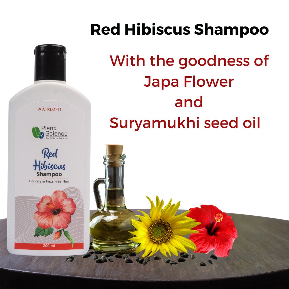 Atrimed Plant Science Red Hibiscus Shampoo | For Bouncy & Frizz Free Hair 200ml | Pack of 1